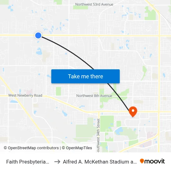 Faith Presbyterian Church to Alfred A. McKethan Stadium at Perry Field map