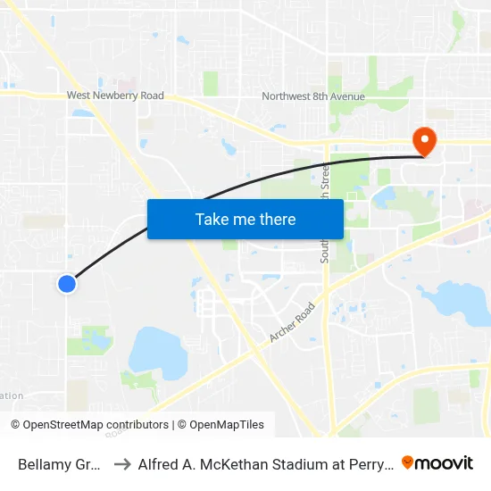 Bellamy Grand to Alfred A. McKethan Stadium at Perry Field map