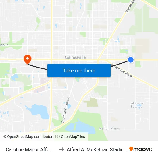 Caroline Manor Affordable Housing to Alfred A. McKethan Stadium at Perry Field map
