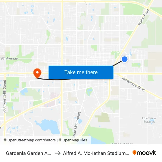 Gardenia Garden Apartments to Alfred A. McKethan Stadium at Perry Field map
