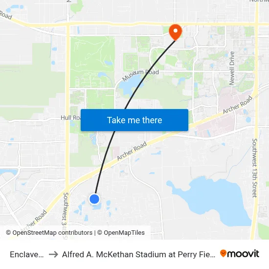 Enclave 1 to Alfred A. McKethan Stadium at Perry Field map