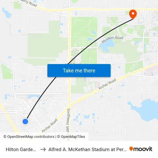 Hilton Garden Inn to Alfred A. McKethan Stadium at Perry Field map