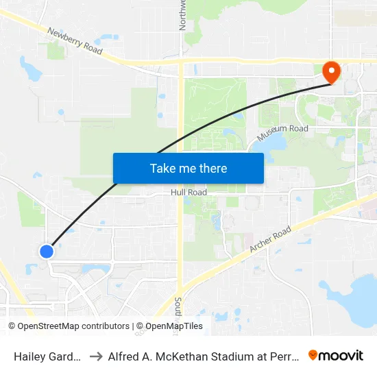 Hailey Gardens to Alfred A. McKethan Stadium at Perry Field map