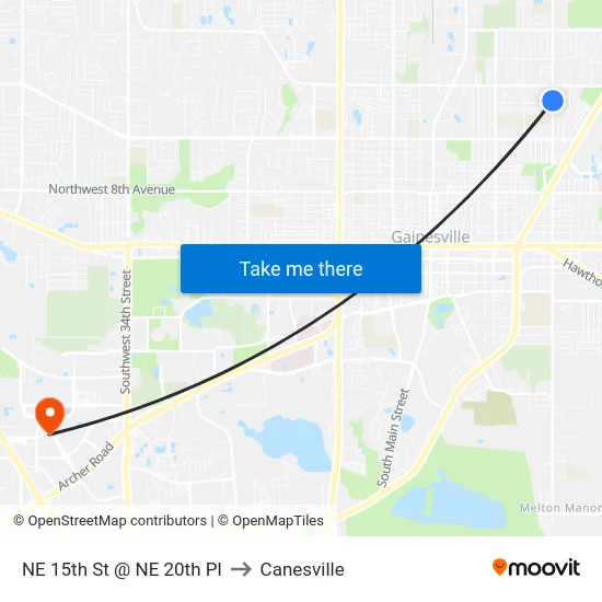 NE 15th St @ NE 20th Pl to Canesville map