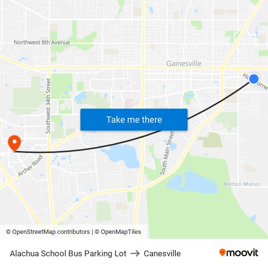 Alachua School Bus Parking Lot to Canesville map