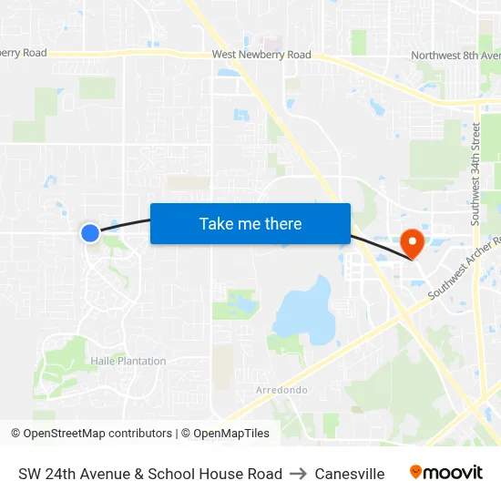 SW 24th Avenue & School House Road to Canesville map