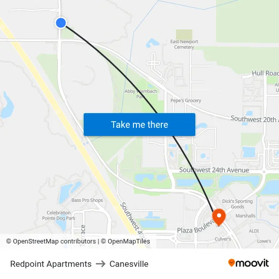 Redpoint Apartments to Canesville map