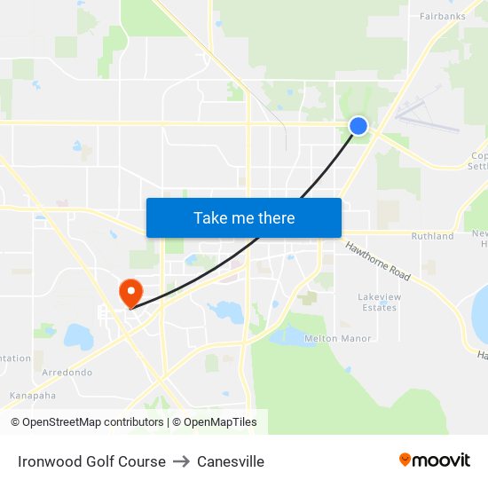 Ironwood Golf Course to Canesville map