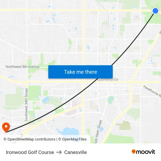 Ironwood Golf Course to Canesville map