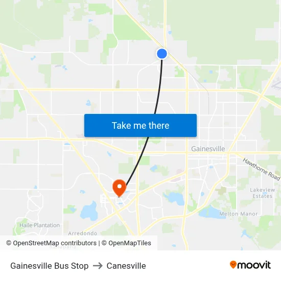 Gainesville Bus Stop to Canesville map