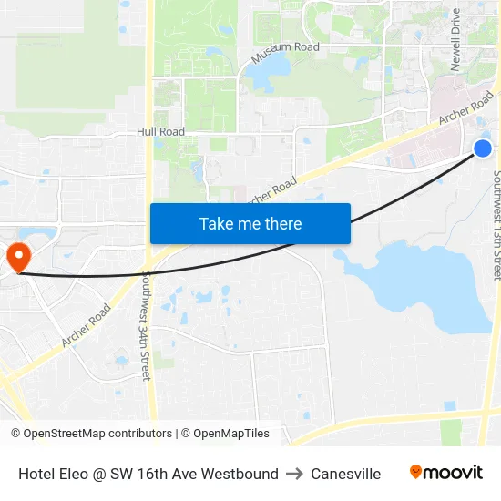 Hotel Eleo @ SW 16th Ave Westbound to Canesville map