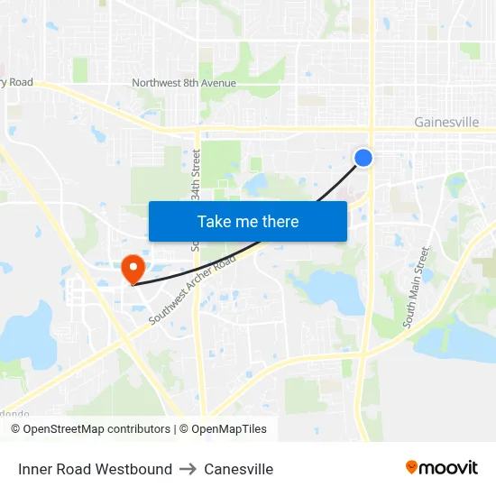 Inner Road Westbound to Canesville map