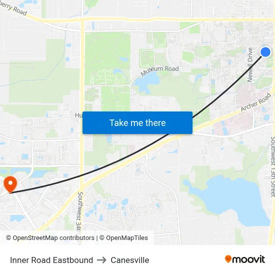 Inner Road Eastbound to Canesville map