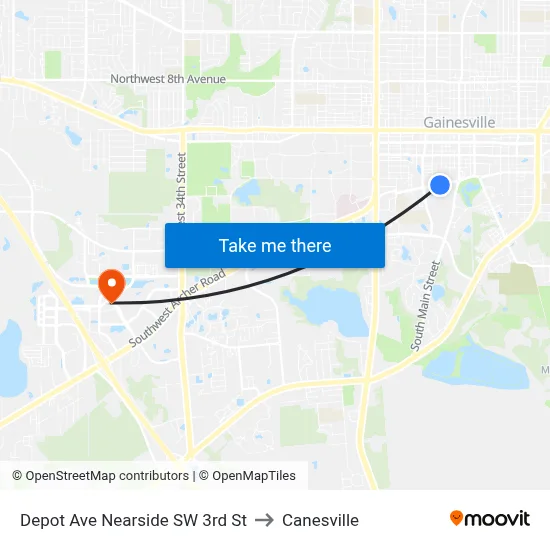Depot Ave Nearside SW 3rd St to Canesville map