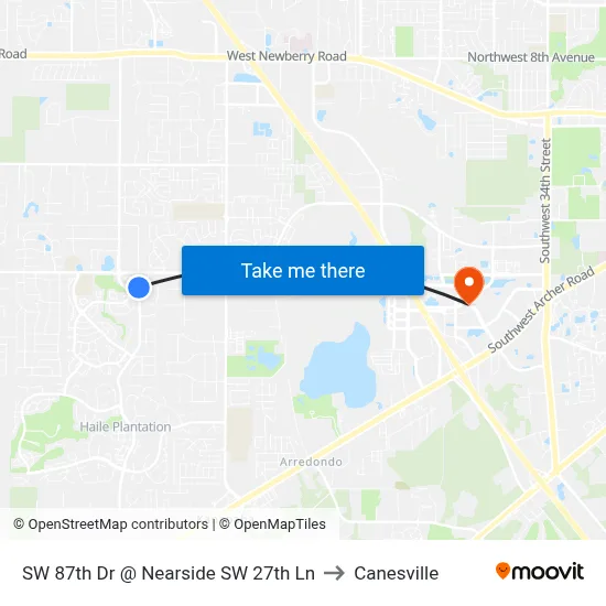 SW 87th Dr @ Nearside SW 27th Ln to Canesville map