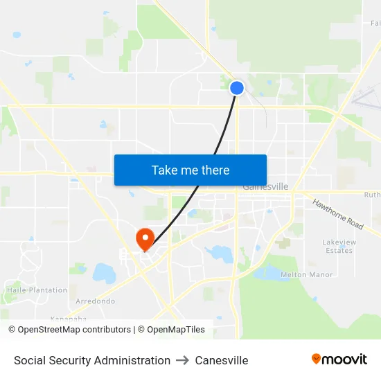 Social Security Administration to Canesville map