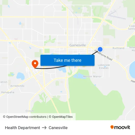 Health Department to Canesville map