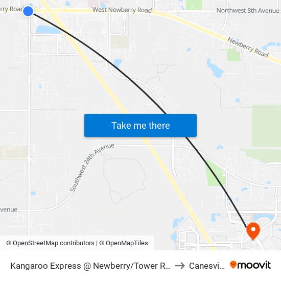 Kangaroo Express @ Newberry/Tower Road to Canesville map