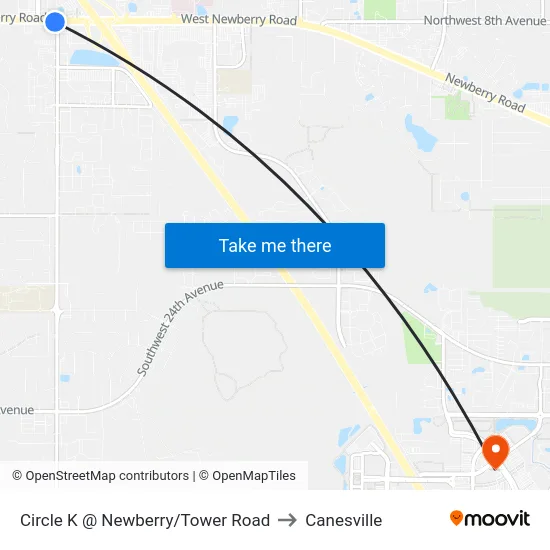 Circle K @ Newberry/Tower Road to Canesville map