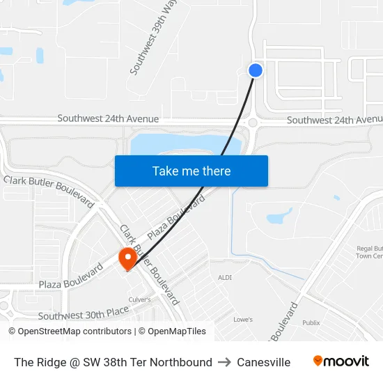 The Ridge @ SW 38th Ter Northbound to Canesville map