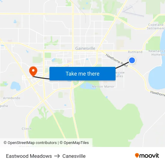 Eastwood Meadows to Canesville map