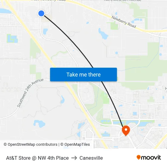 At&T Store @ NW 4th Place to Canesville map