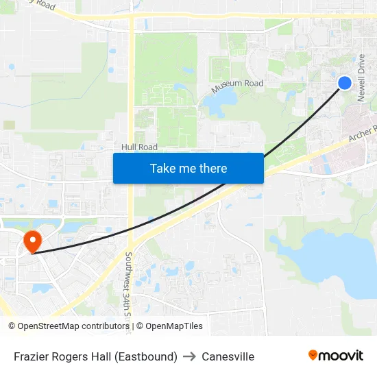 Frazier Rogers Hall (Eastbound) to Canesville map