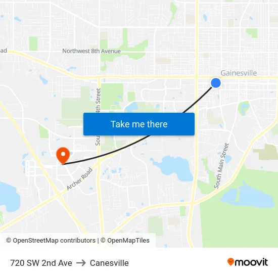 720 SW 2nd Ave to Canesville map