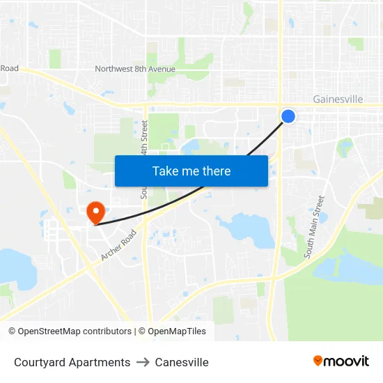 Courtyard Apartments to Canesville map