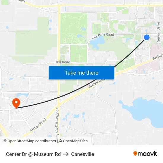 Center Dr @ Museum Rd to Canesville map