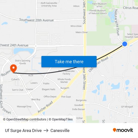 Uf Surge Area Drive to Canesville map