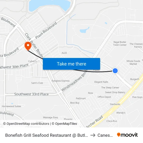 Bonefish Grill Seafood Restaurant @ Butler Plaza to Canesville map
