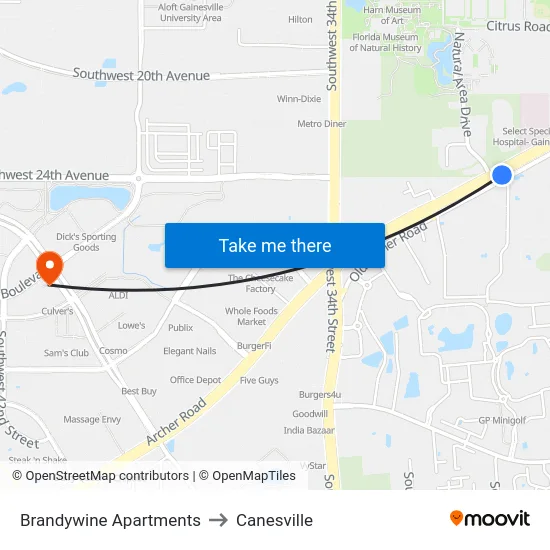 Brandywine Apartments to Canesville map