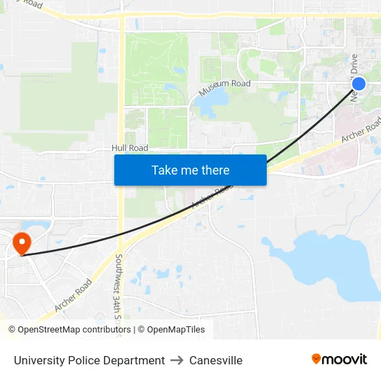 University Police Department to Canesville map