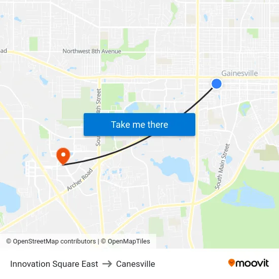 Innovation Square East to Canesville map