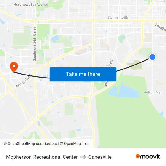 Mcpherson Recreational Center to Canesville map