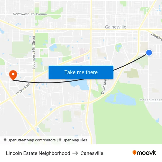 Lincoln Estate Neighborhood to Canesville map