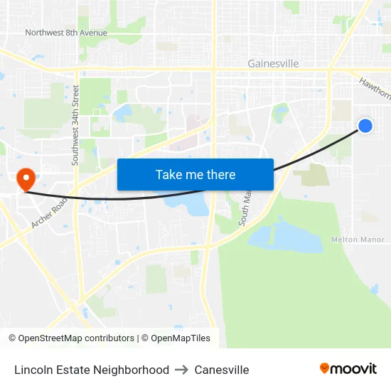 Lincoln Estate Neighborhood to Canesville map