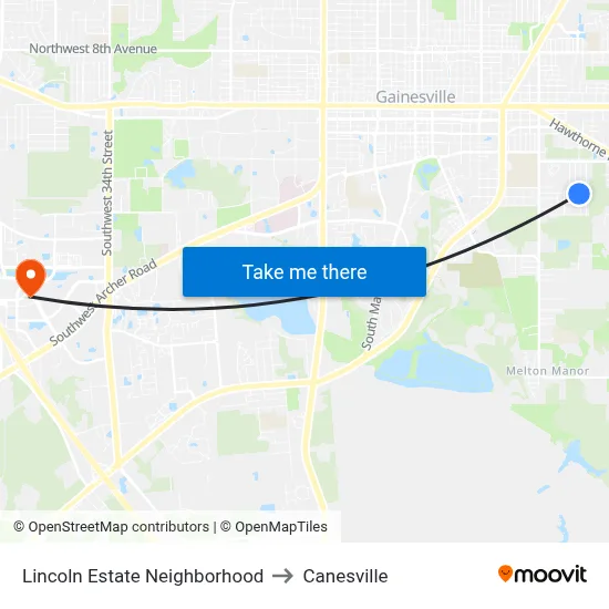 Lincoln Estate Neighborhood to Canesville map