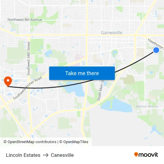 Lincoln Estates to Canesville map