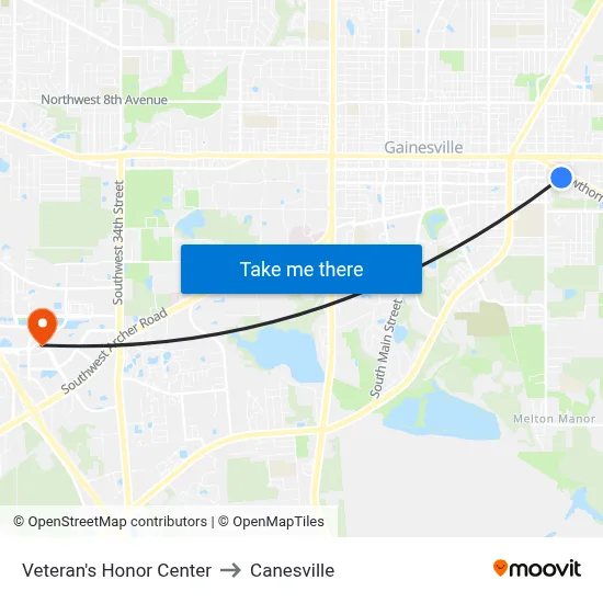 Veteran's Honor Center to Canesville map