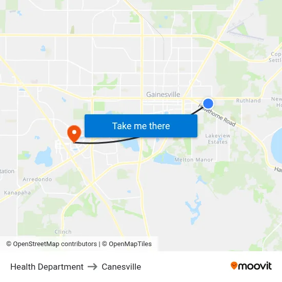 Health Department to Canesville map