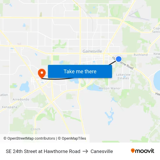 SE 24th Street at Hawthorne Road to Canesville map