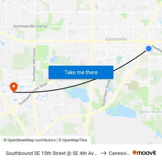 Southbound SE 15th Street @ SE 4th Avenue to Canesville map