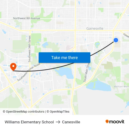Williams Elementary School to Canesville map