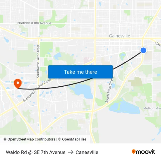 Waldo Rd @ SE 7th Avenue to Canesville map
