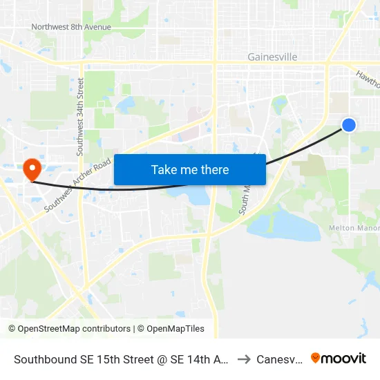 Southbound SE 15th Street @ SE 14th Avenue to Canesville map