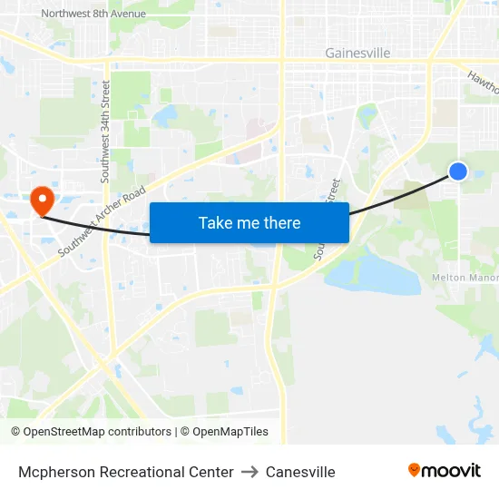 Mcpherson Recreational Center to Canesville map