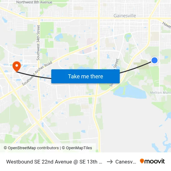 Westbound SE 22nd Avenue @ SE 13th Street to Canesville map