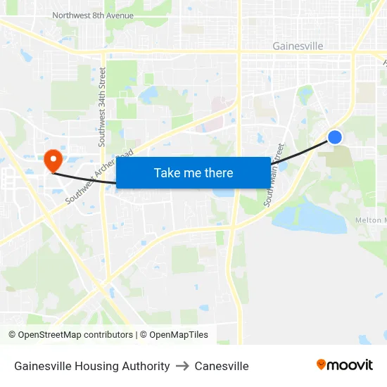 Gainesville Housing Authority to Canesville map